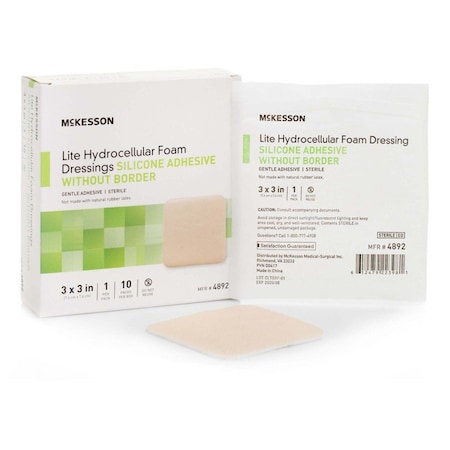 Mckesson Silicone Gel Adhesive without Border Thin Foam Dressing, 3 x 3 Inch, 200PK 4892